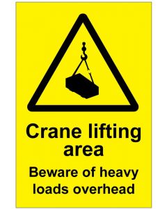Crane lifting area Beware of heavy loads overhead (b)