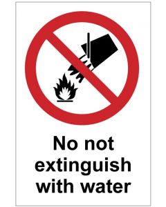 Do not extinguish with water (b)