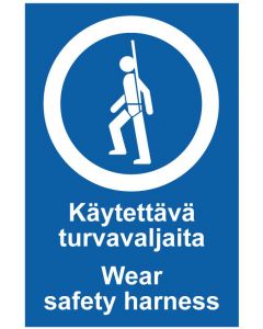 Käytettävä turvavaljaita Wear safety harness 
