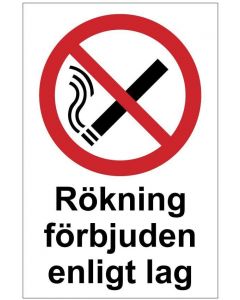 Rökning förbjuden Enligt lag