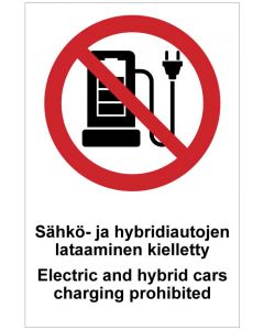 Sähkö- ja hybridiautojen lataus kielletty Electric and hybrid cars prohobited