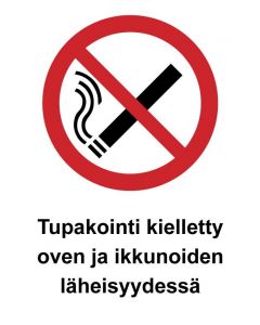 Tupakointi kielletty oven ja ikkunoiden läheisyydessä