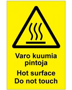 Varo kuumia pintoja Burn hazard