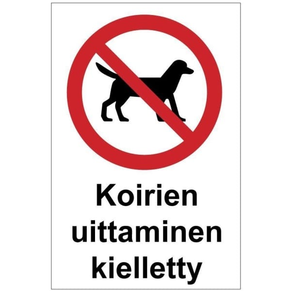 Koirien uittaminen kielletty kyltti