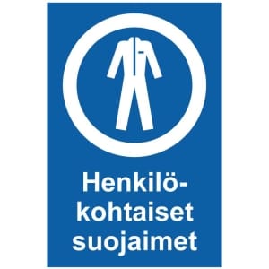 Henkilökohtaiset suojaimet kyltti