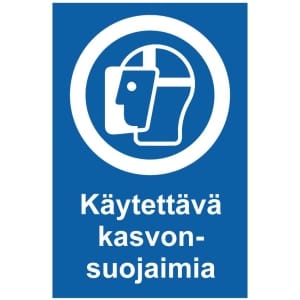 Käytettävä kasvonsuojaimia kyltti