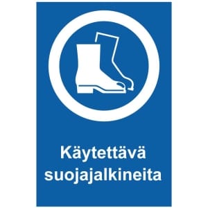 Käytettävä suojajalkineita kyltti