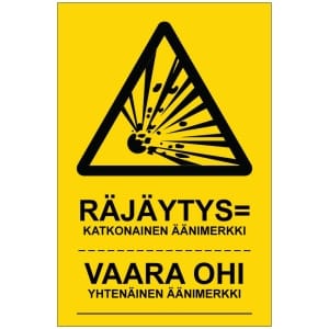 Räjäytys kyltti