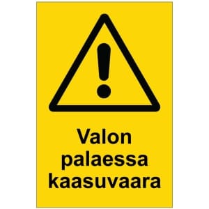 Valon palaessa kaasuvaara kyltti