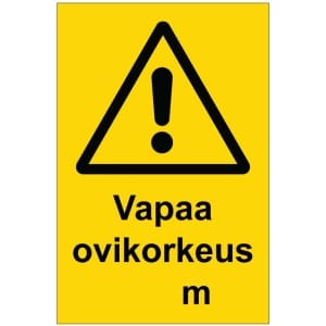 Vapaa ovikorkeus kyltti