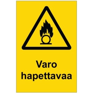 Varo hapettavaa kyltti