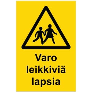 Varo leikkiviä lapsia kyltti