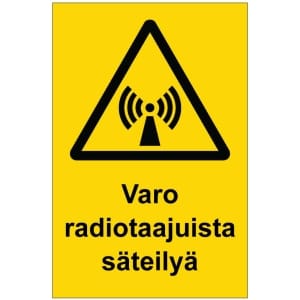 Varo radiotaajuista säteilyä kyltti