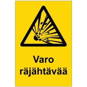 Varo räjähtävää kyltti