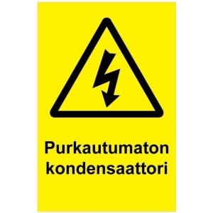 Purkautumaton kondensaattori kyltti
