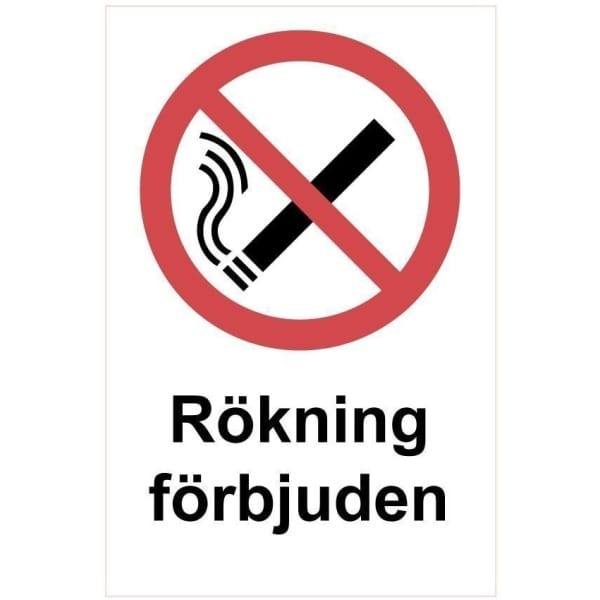 Rökning förbjuden kyltti