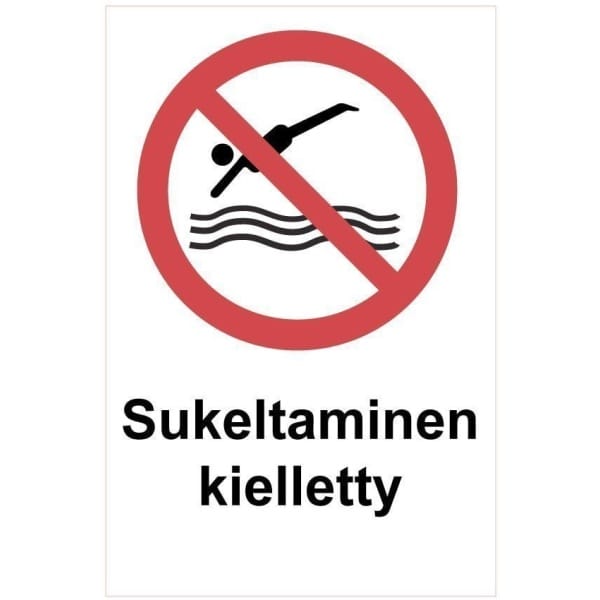 Sukeltaminen kielletty kyltti