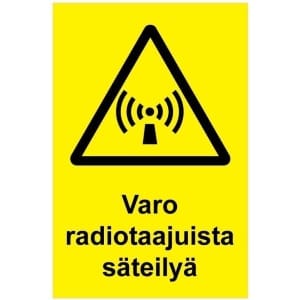 Varo radiotaajuista säteilyä kyltti