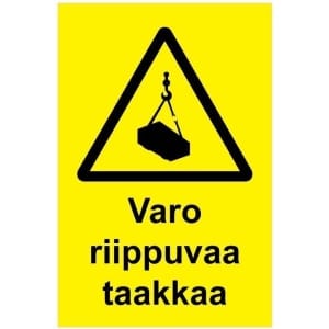 Varo riippuvaa taakkaa kyltti