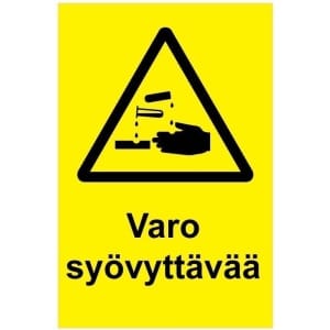Varo syövyttävää kyltti