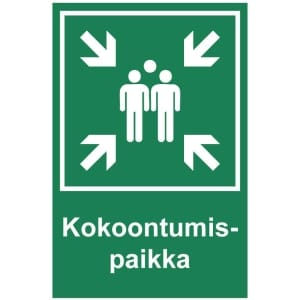 Kokoontumispaikka kyltti