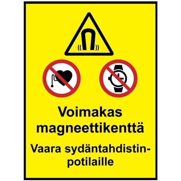 Vaarallinen sydäntahdistinpotilaille kyltti