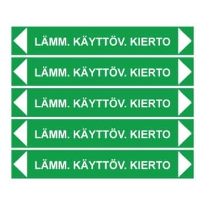 Lämmin käyttövesi kierto putkistotarra