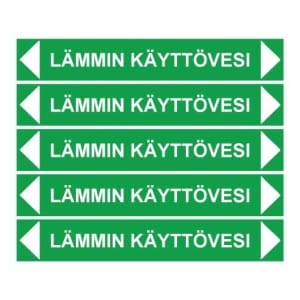 Lämmin käyttövesi putkistotarra