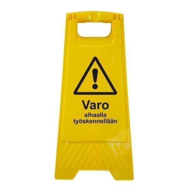 Varo alhaalla työskennellään-a