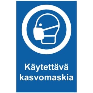Käytettävä kasvomaskia kyltti
