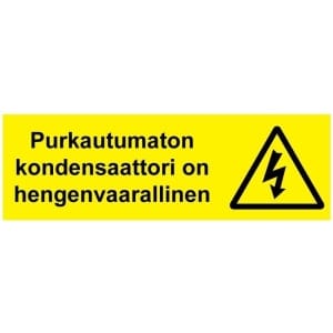 Purkautumaton kondensaattori kyltti