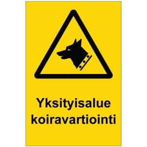 Yksityisalue koiravartiointi kyltti