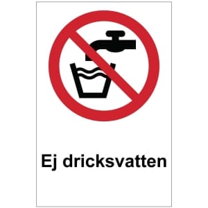 Ej dricksvatten kyltti