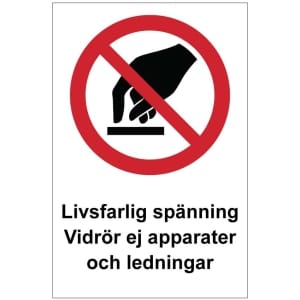 Livsfarlig spänning kyltti