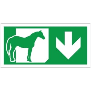 Poistumistie hevostalli JV kyltti