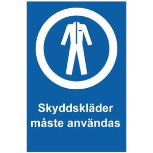 Skyddskläder måste användas kyltti