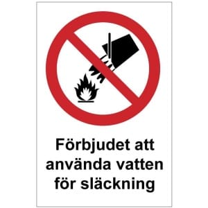 Förbjudet att använda vatten för släckning
