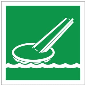 Evakuointi IMO jälkivalaiseva kyltti