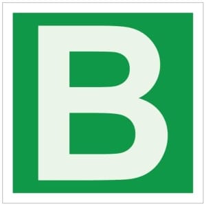 Kirjain B jälkivalaiseva kyltti