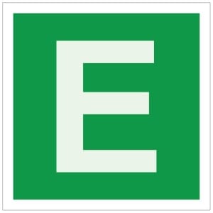 Kirjain E jälkivalaiseva kyltti