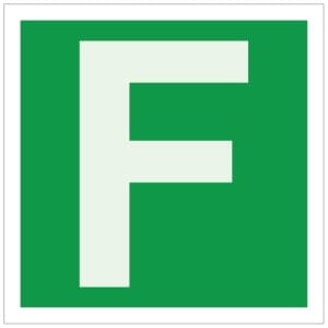 Kirjain F jälkivalaiseva kyltti