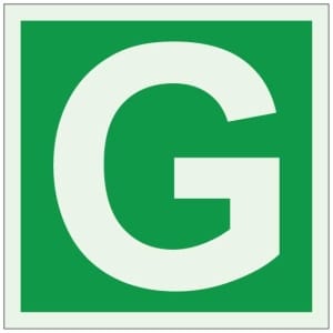 Kirjain G jälkivalaiseva opaste