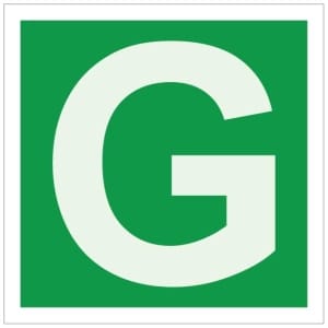 Kirjain G jälkivalaiseva kyltti