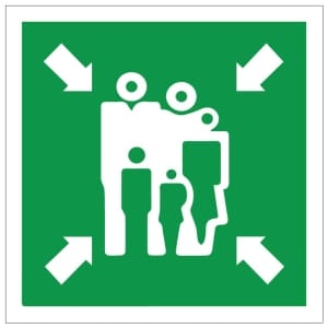 Kokoontumispaikka IMO jälkivalaiseva kyltti