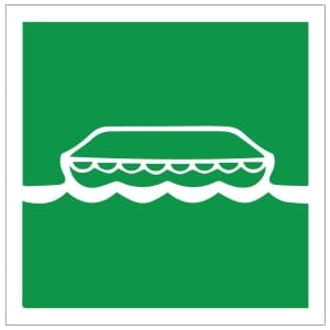 Pelastusvene 1 IMO jälkivalaiseva kyltti