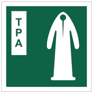 Lämpösuojapuku - Thermal protective aid kyltti