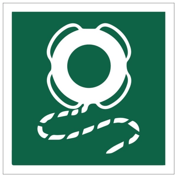 Pelastusrengas köydellä - Lifebuoy with line kyltti
