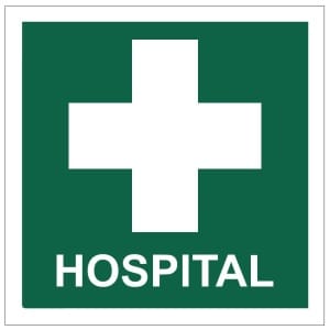 Sairaala - Hospital kyltti