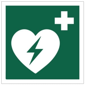 Sydäniskuri - Defibrillator symbol kyltti