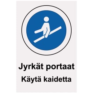 Jyrkät portaat heijastava kyltti